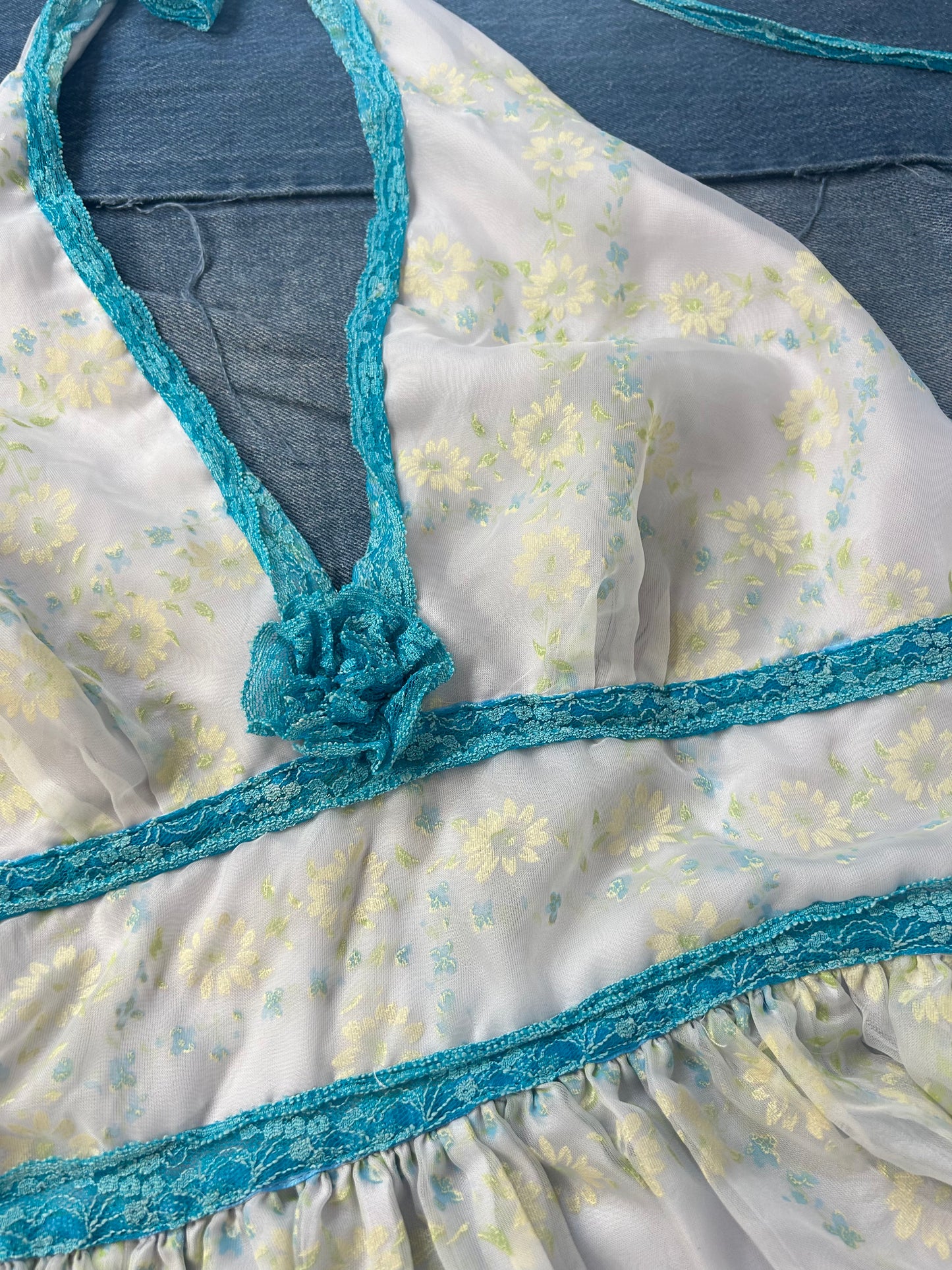 Floral Lace Halter Dress