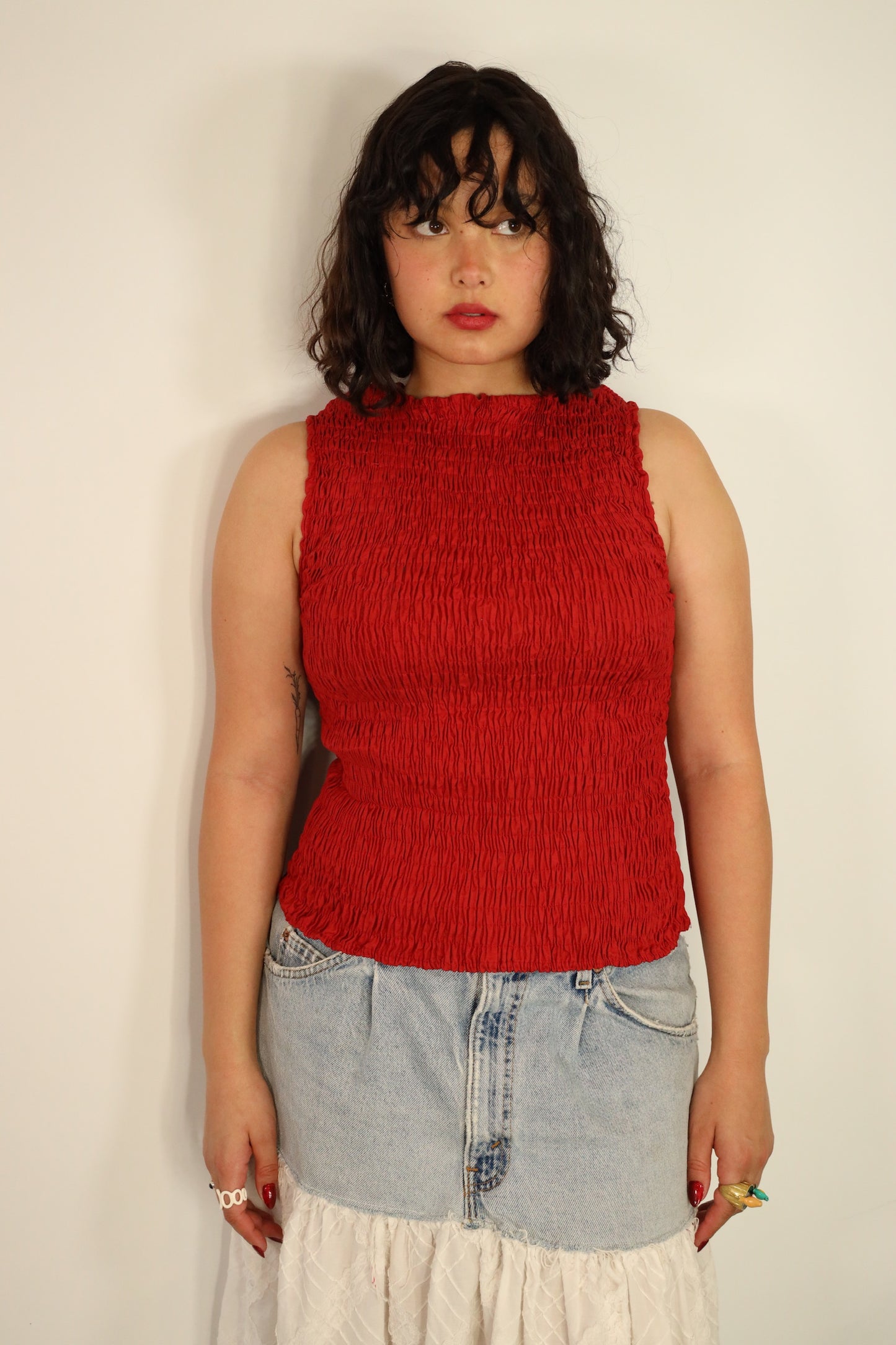 Red Smocked Top