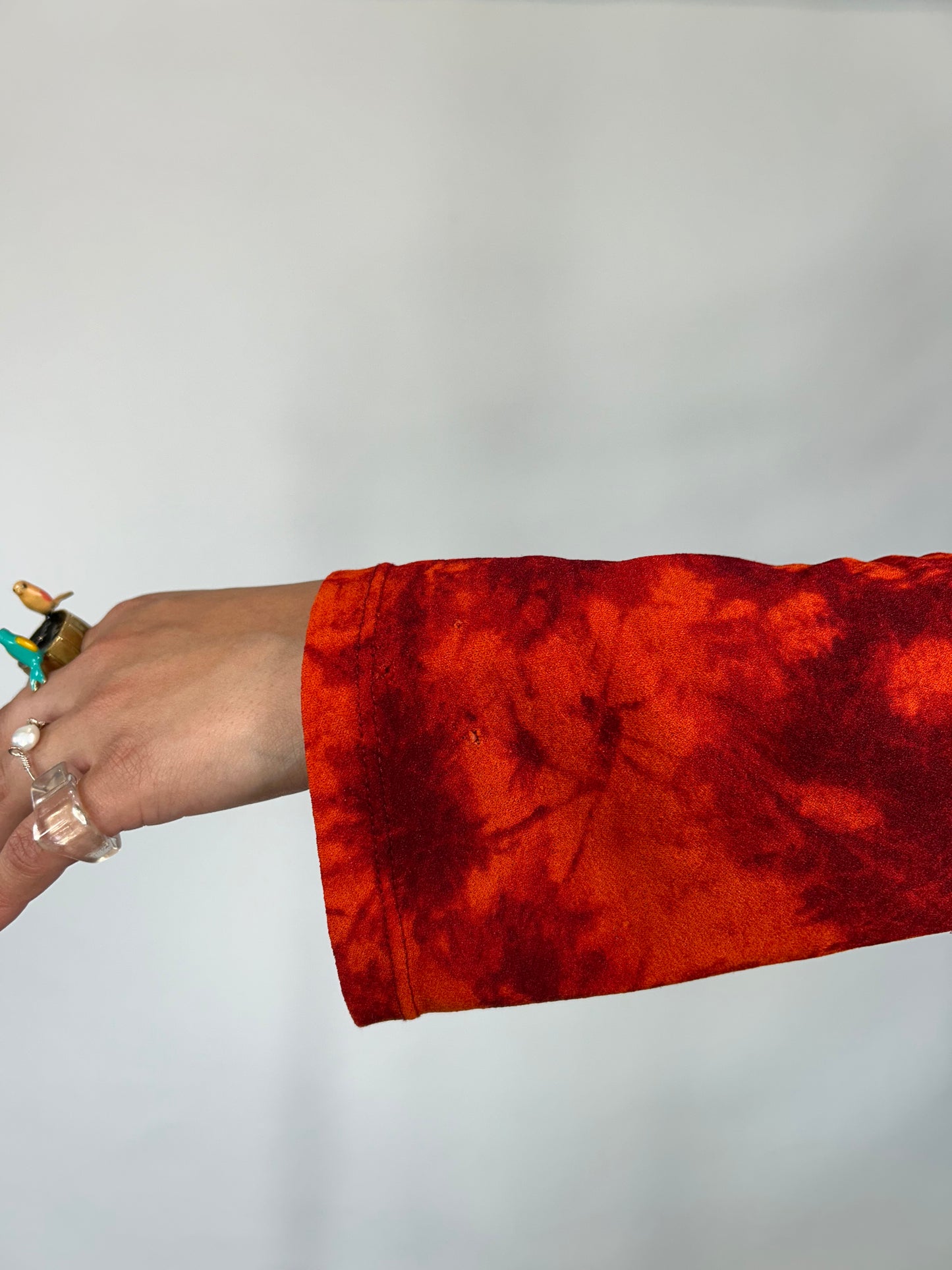 Vintage Red/Orange Bell Sleeve Top