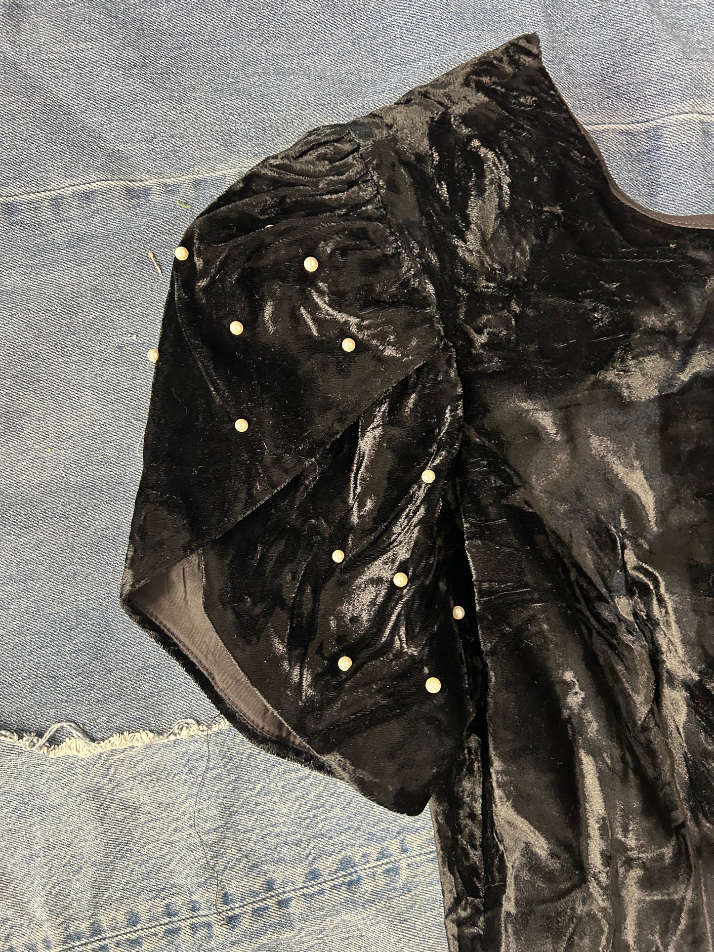 Vintage 80s Pearly Velvet Dress