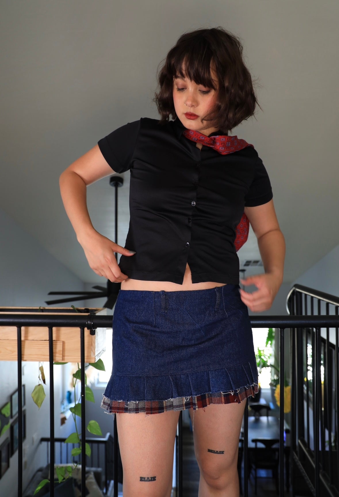 Denim and Plaid Raw Mini