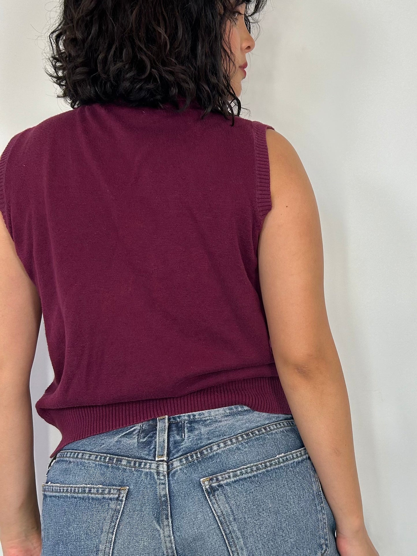 Vintage Red & Pink Sleeveless Turtleneck