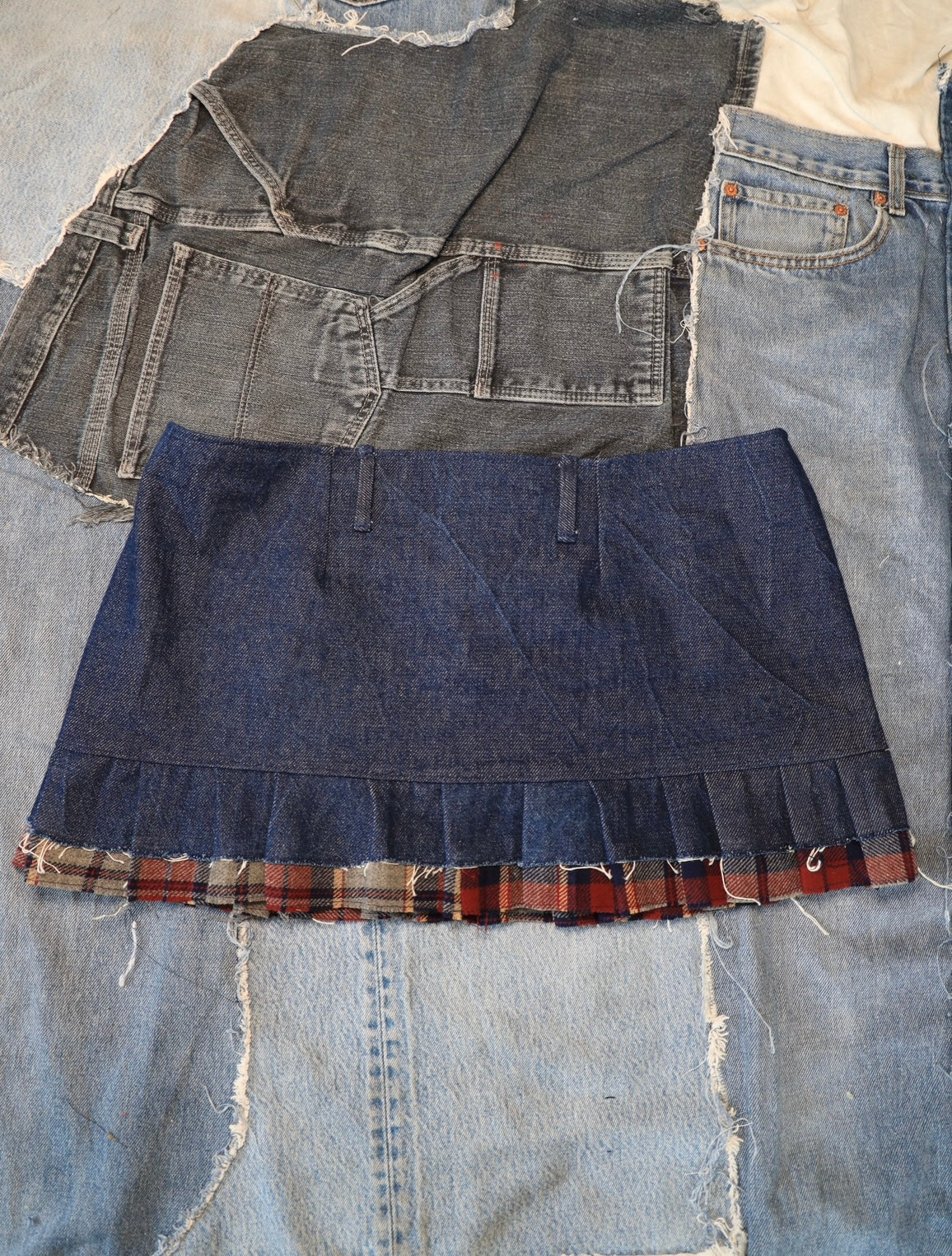 Denim and Plaid Raw Mini