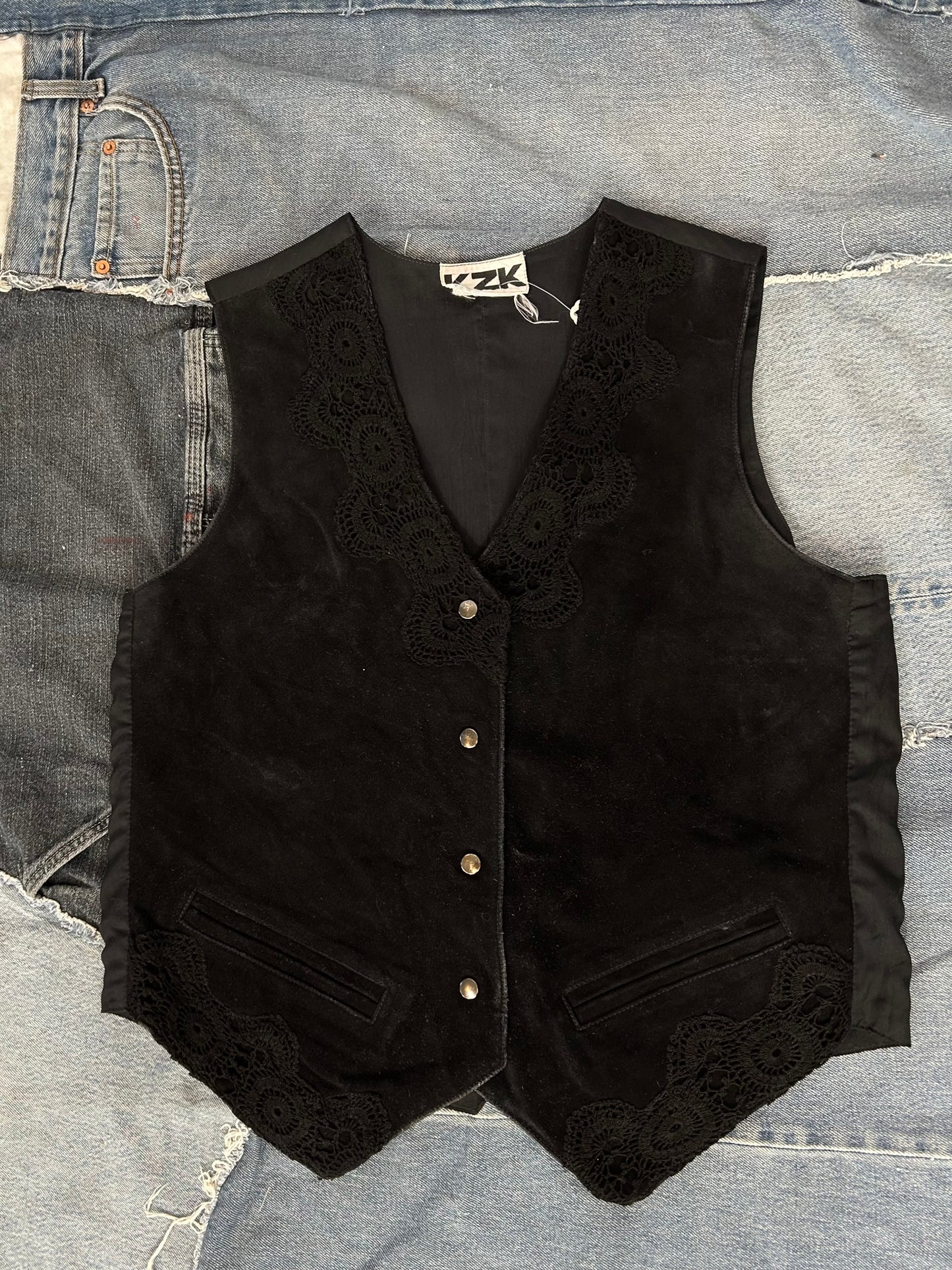 Vintage Black Suede Vest