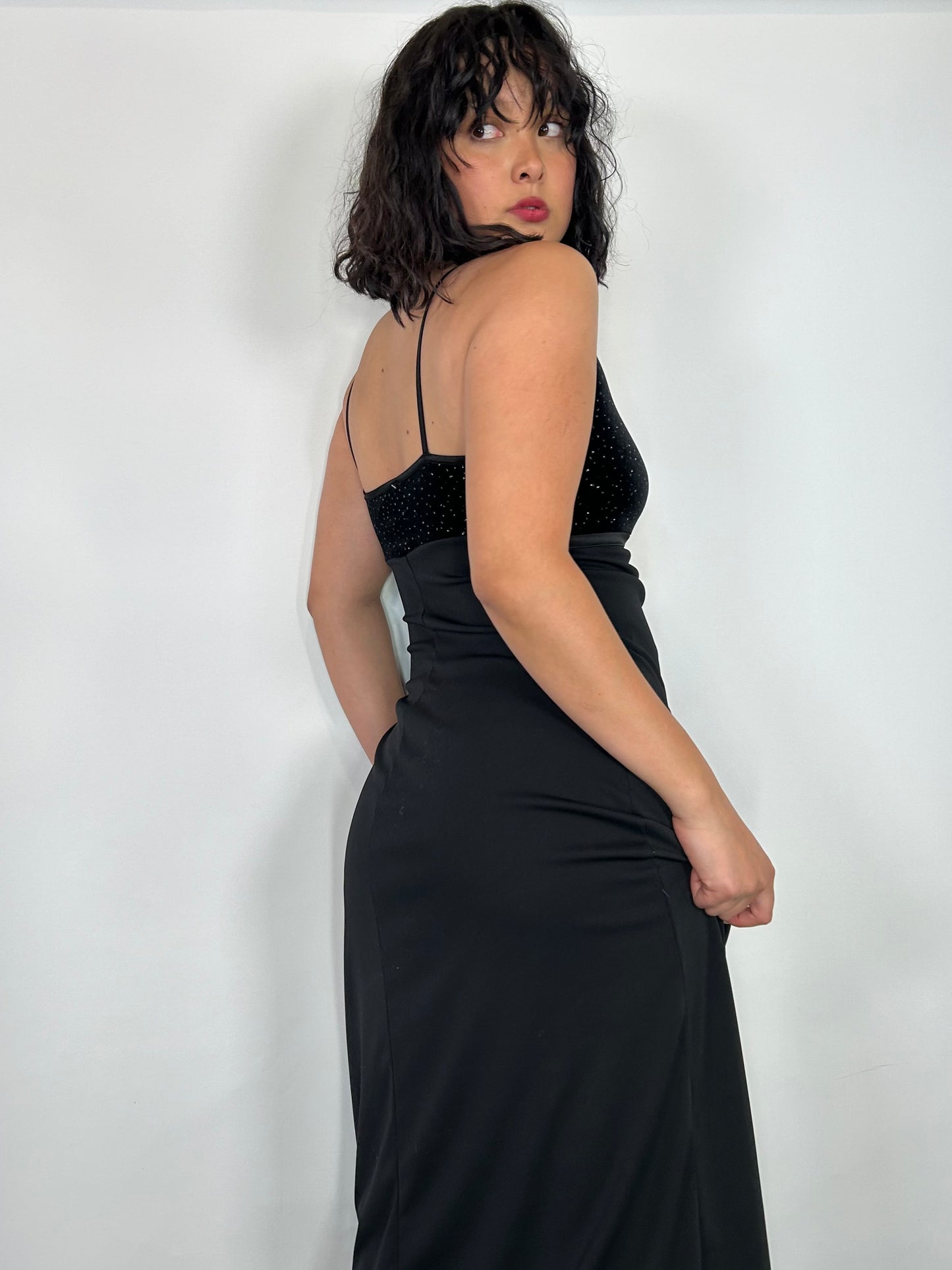 Vintage Black Sparkly High Neck Dress