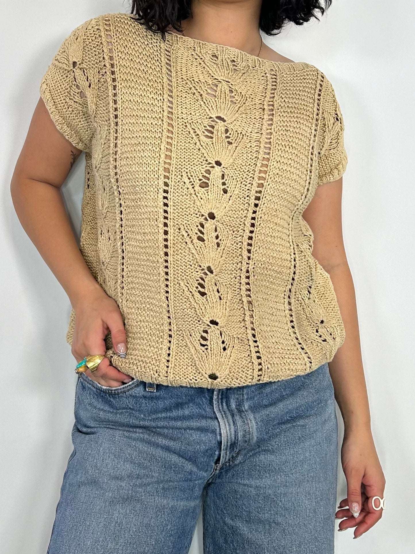 Vintage Tan Knit Top