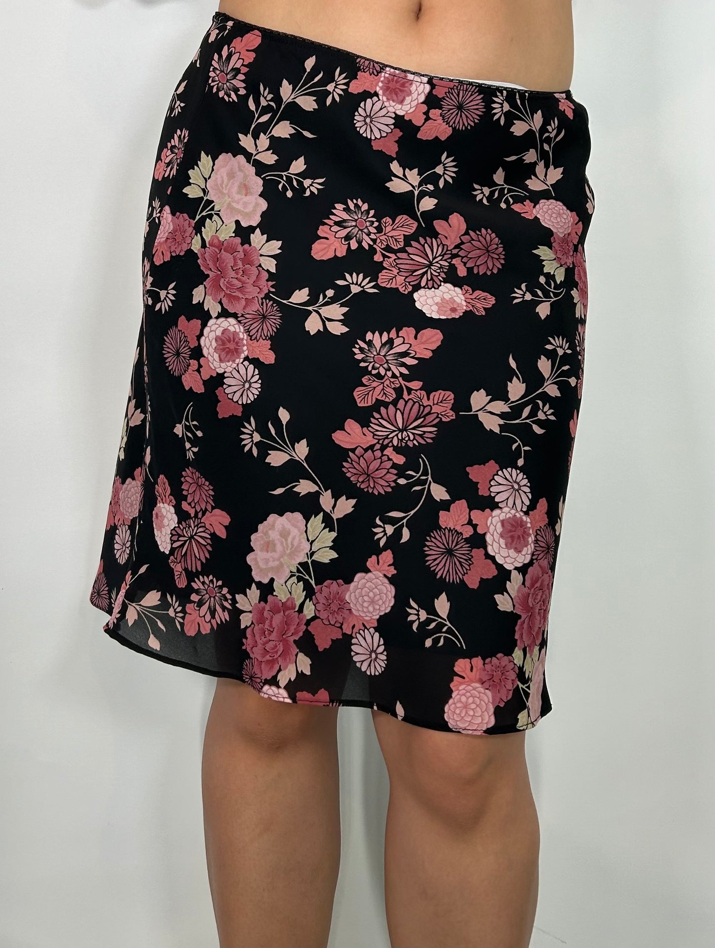 Floral Flowy Pink Midi Skirt