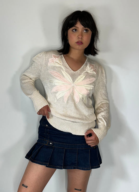 Vintage Floral Beaded 80’s Sweater
