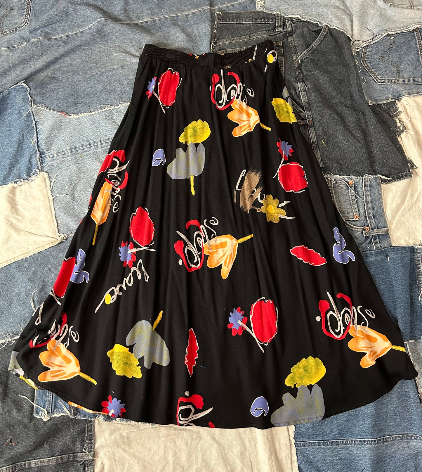 Vintage Abstract Floral Skirt