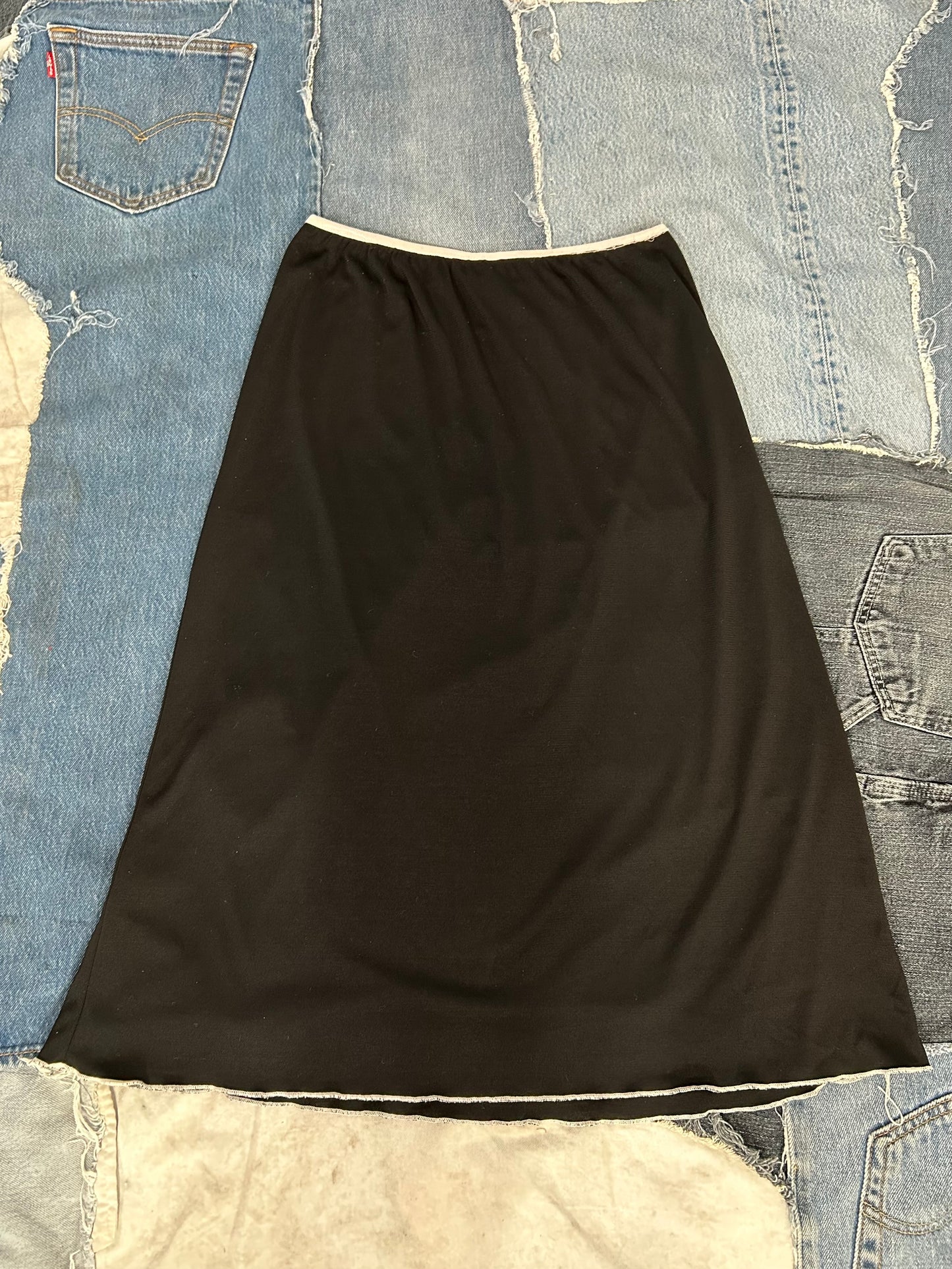 Vintage White Lined Black Skirt