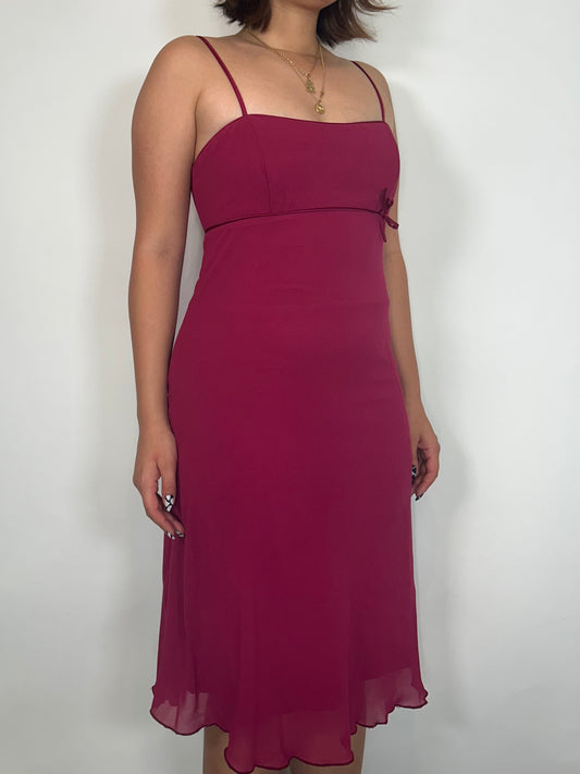 Vintage Deep Red Midi Dress