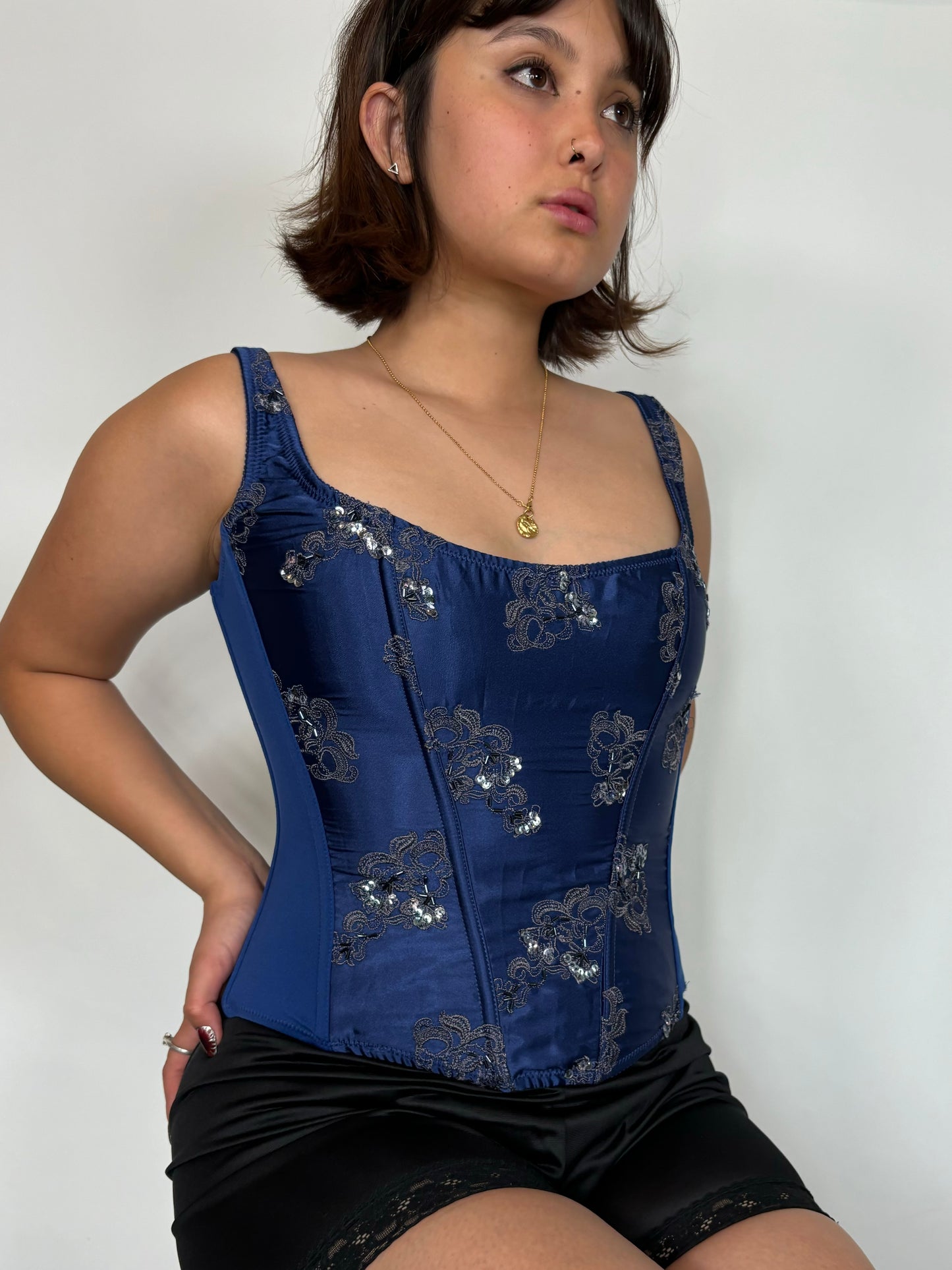 Fredrick’s of Hollywood Blue Beaded Corset