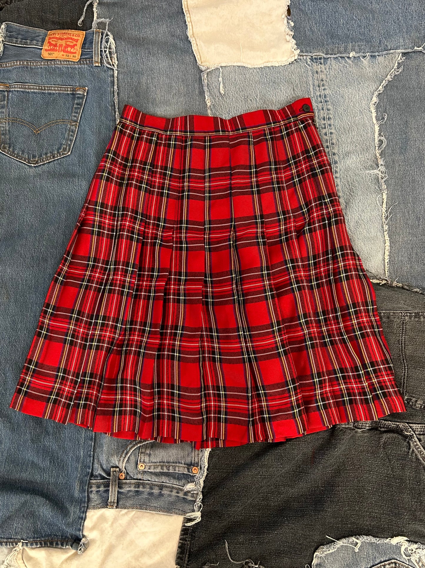 Vintage Plaid & Pleated Skirt