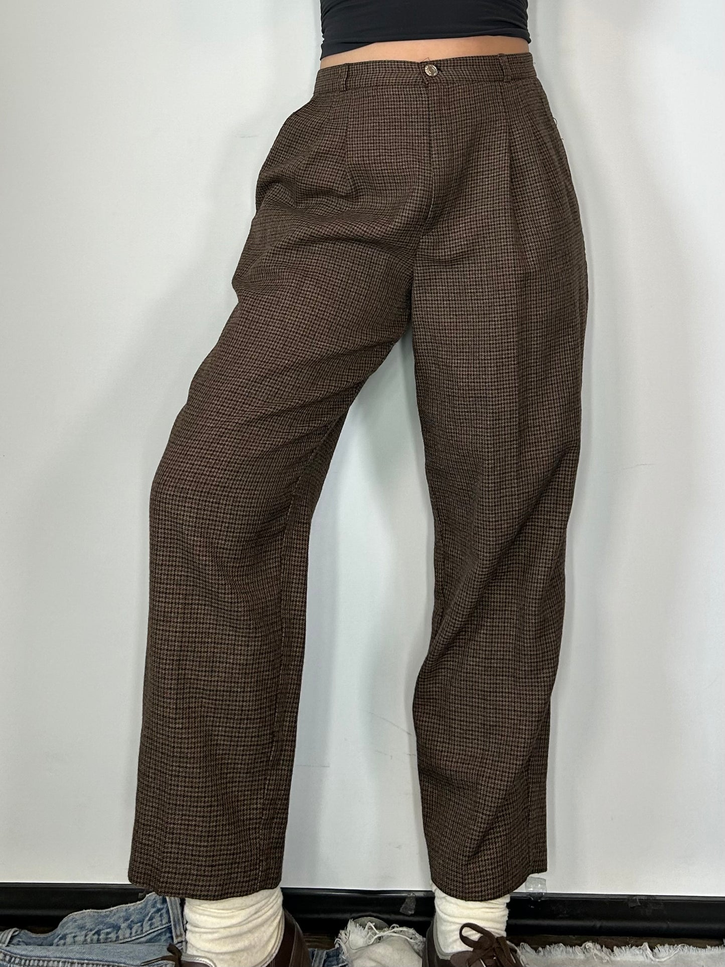 Vintage Houndstooth Brown Slacks
