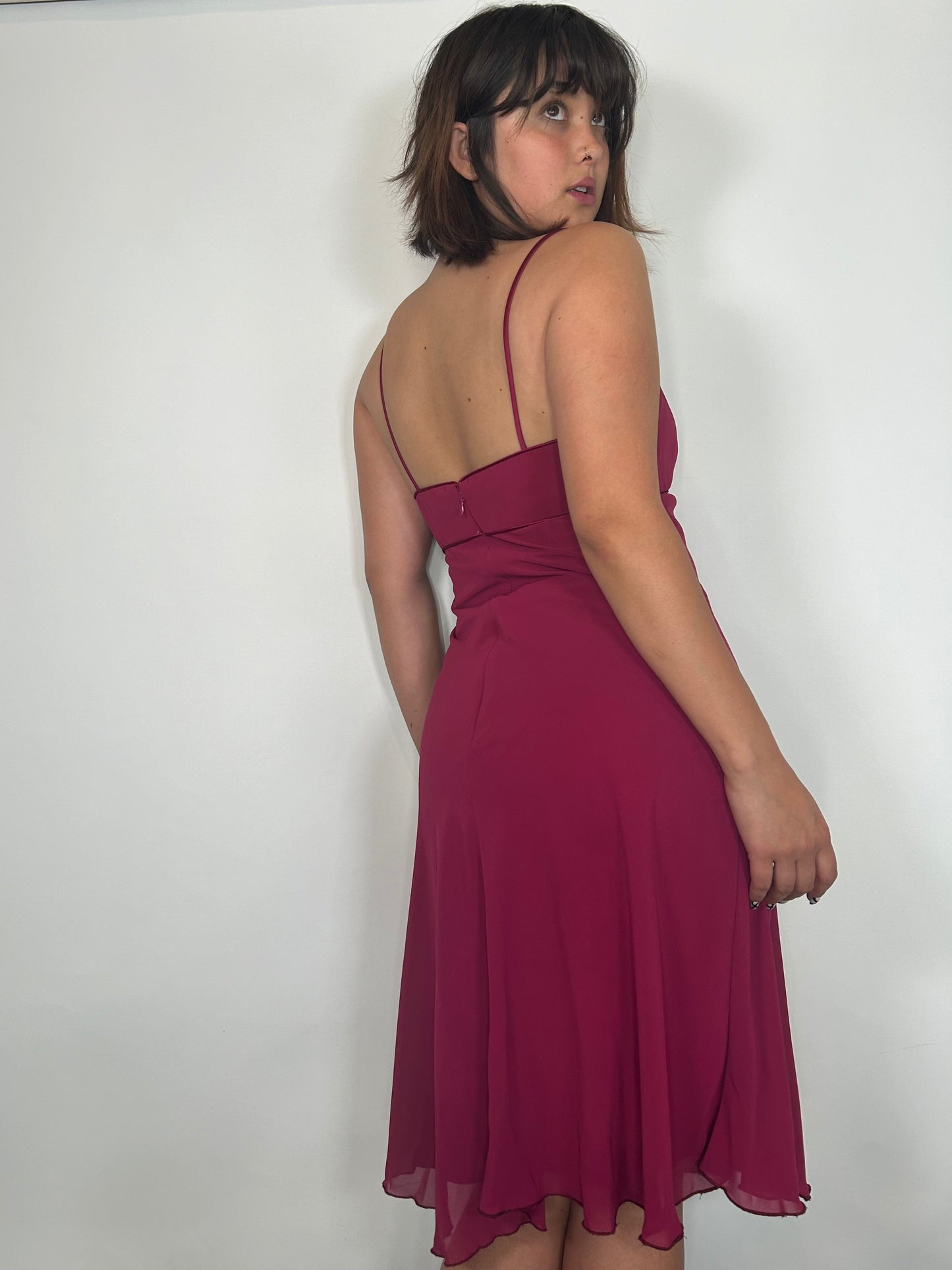 Vintage Deep Red Midi Dress