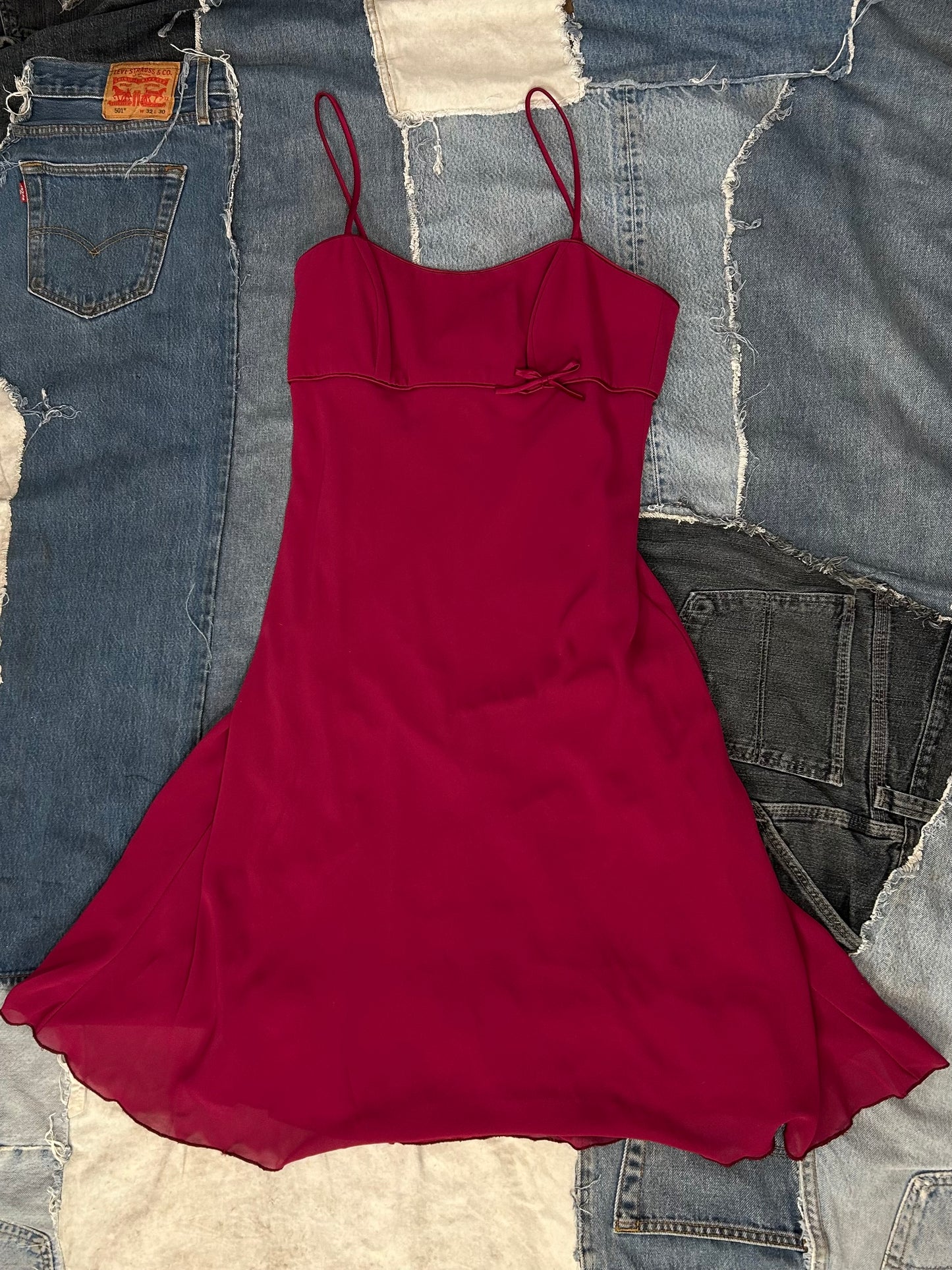 Vintage Deep Red Midi Dress