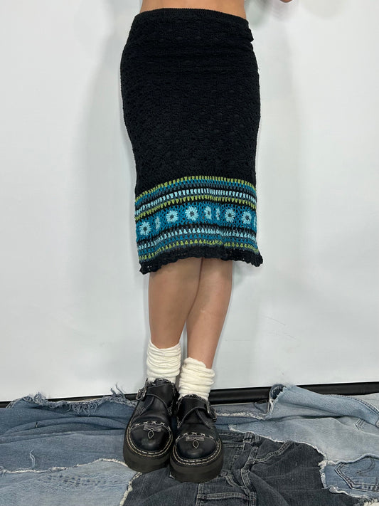 Crochet Floral Midi Skirt