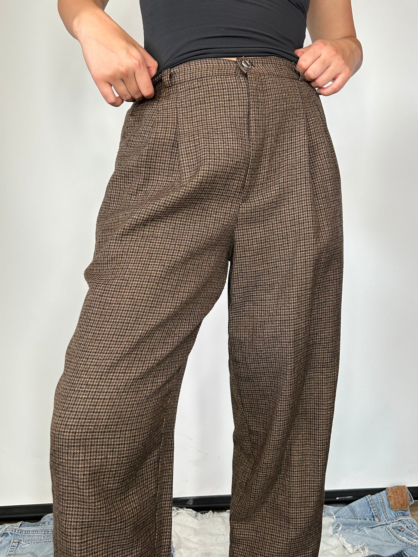 Vintage Houndstooth Brown Slacks