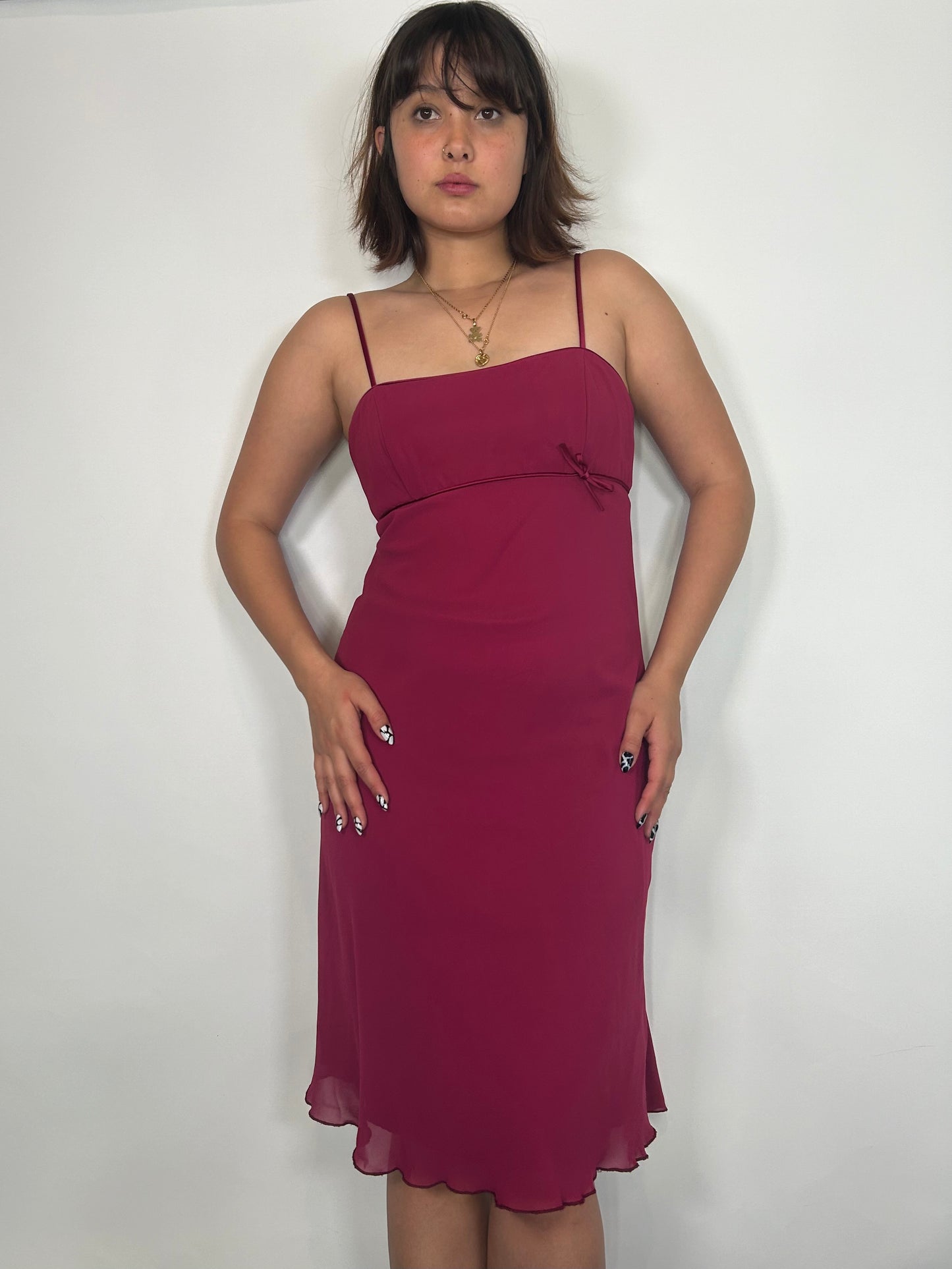 Vintage Deep Red Midi Dress