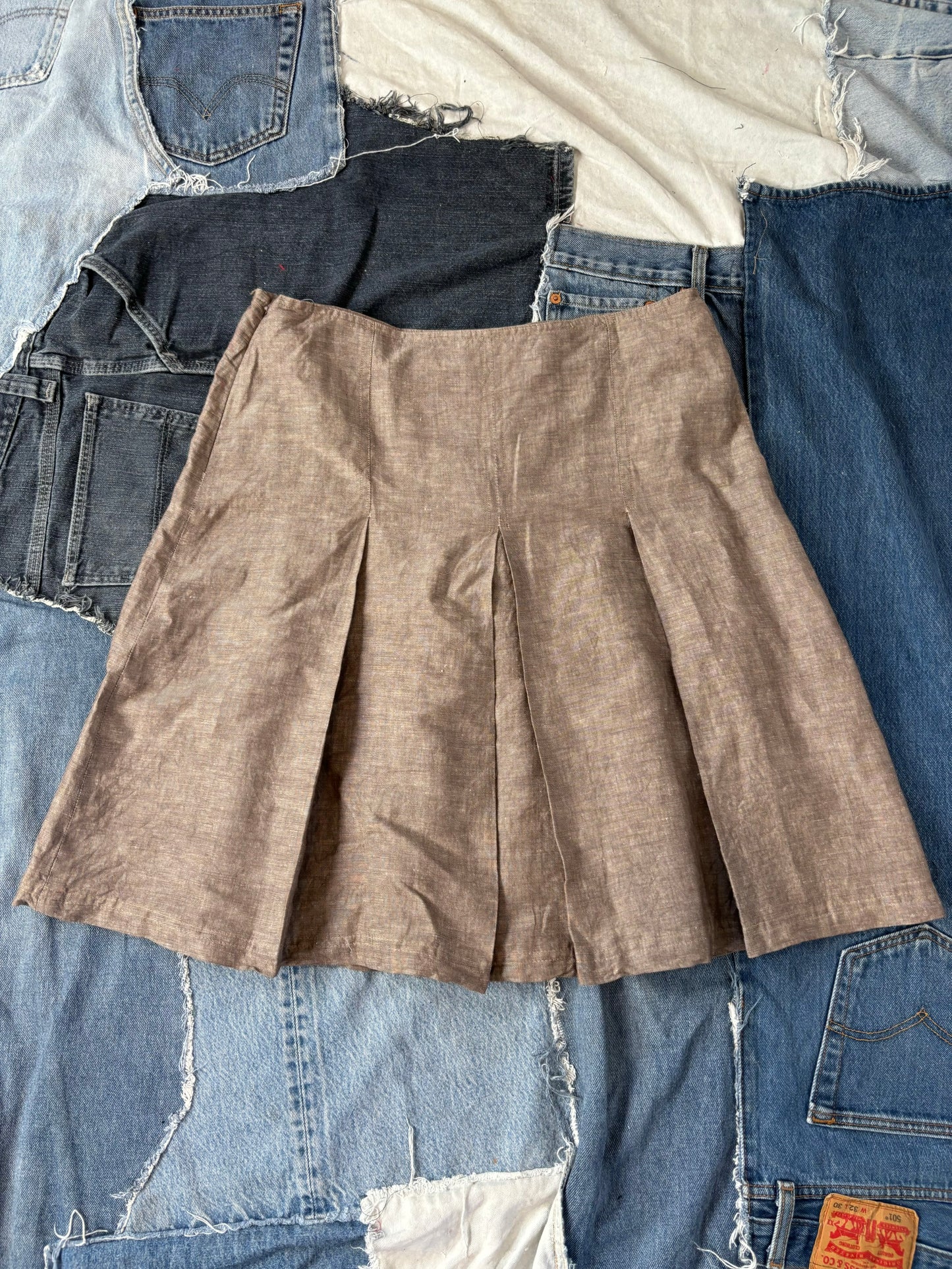 Brown Buttoned Midi Skirt