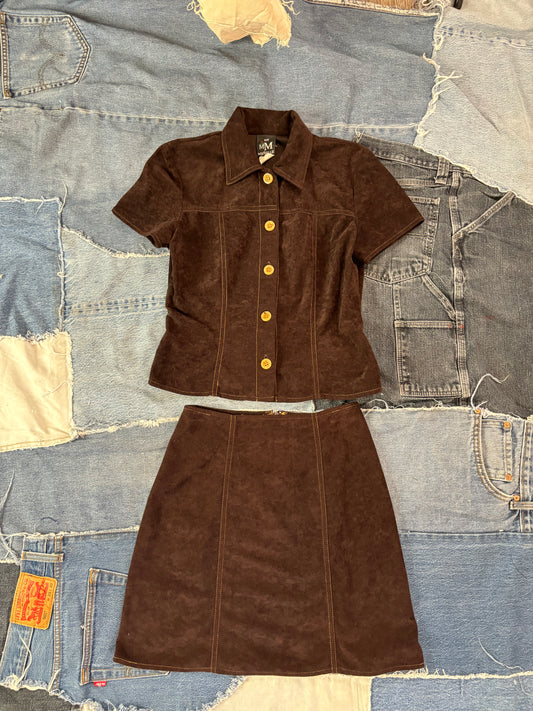 Vintage Brown Button up Set