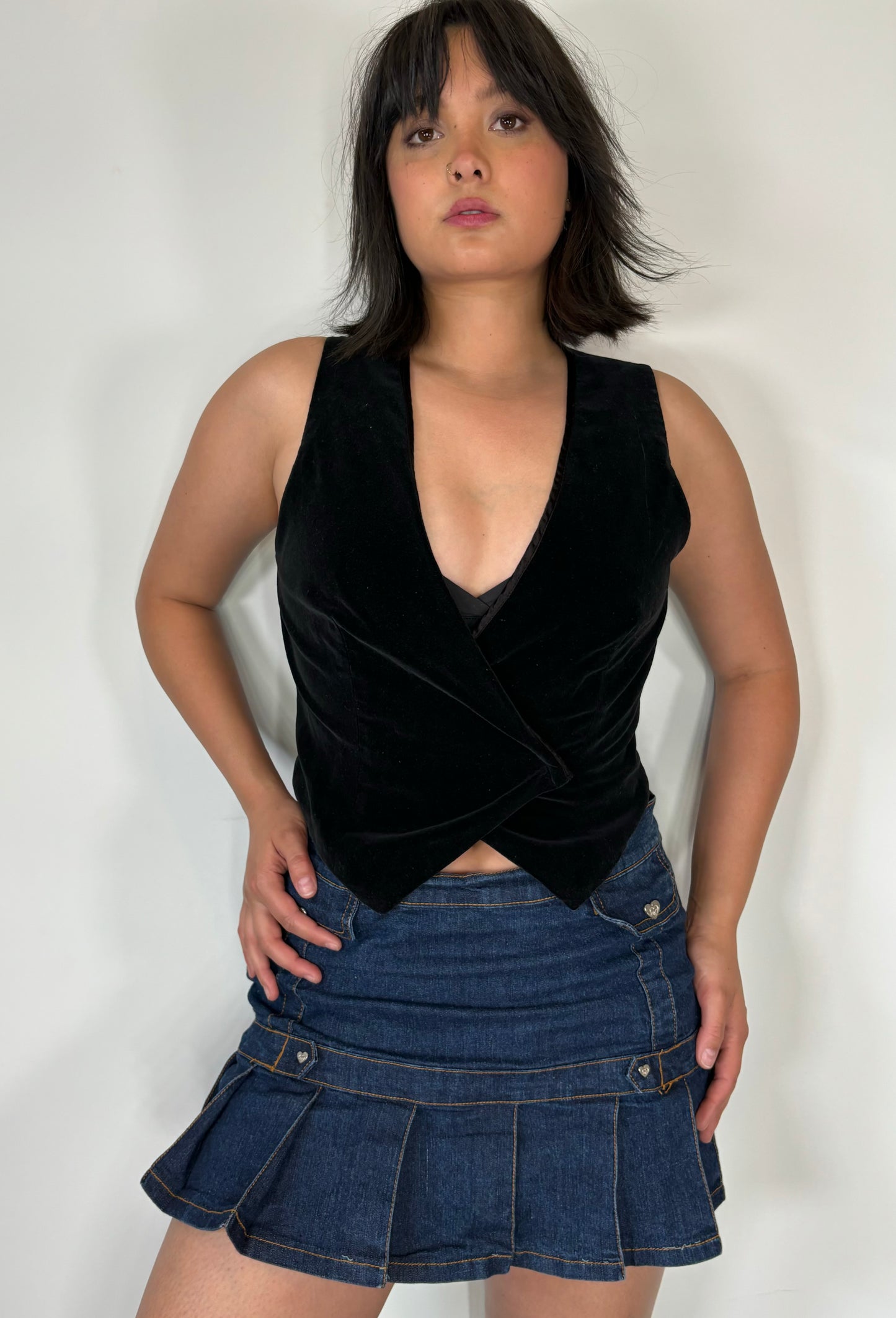 Vintage Black Velvet Vest