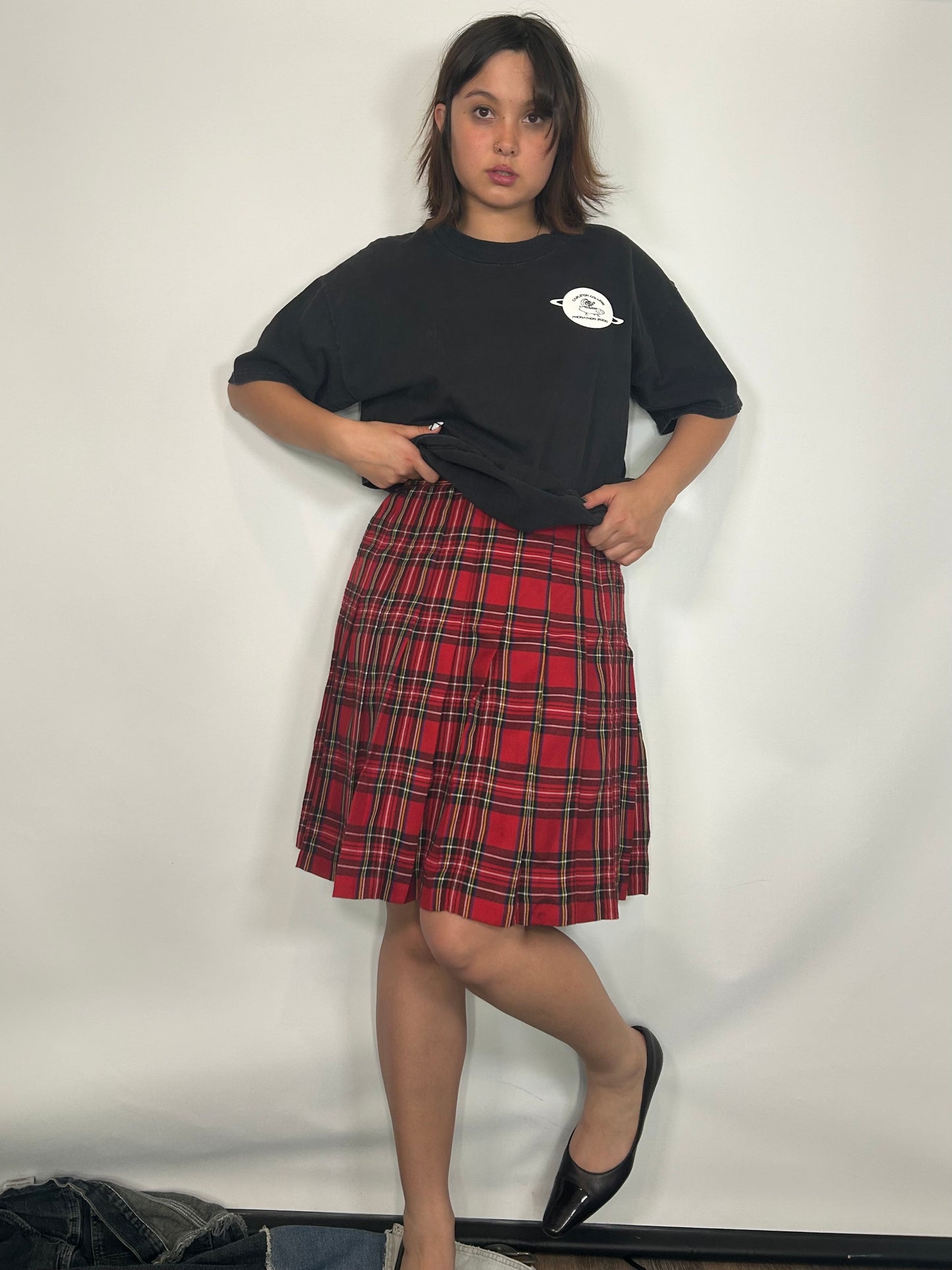 Vintage Plaid & Pleated Skirt