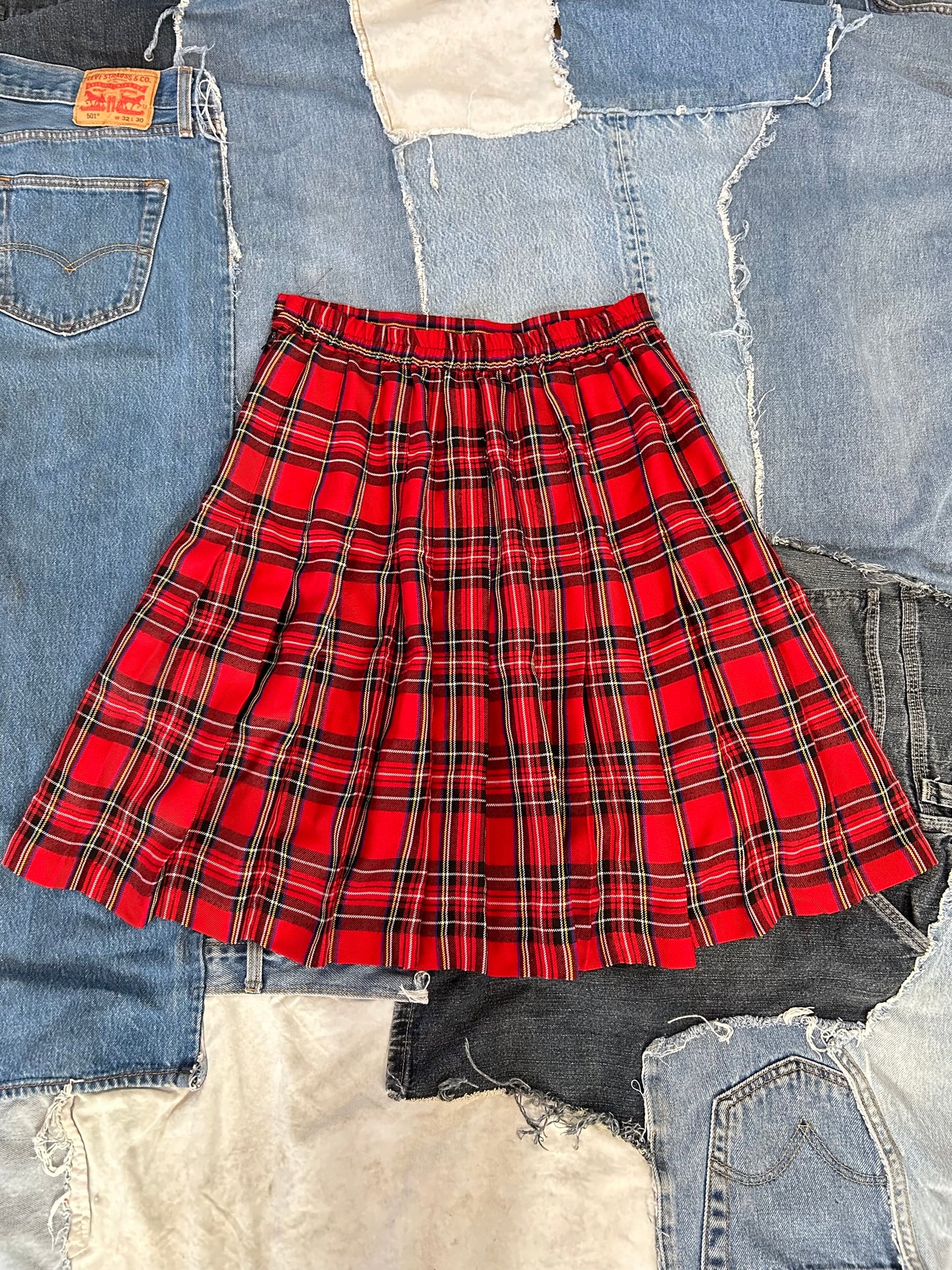 Vintage Plaid & Pleated Skirt