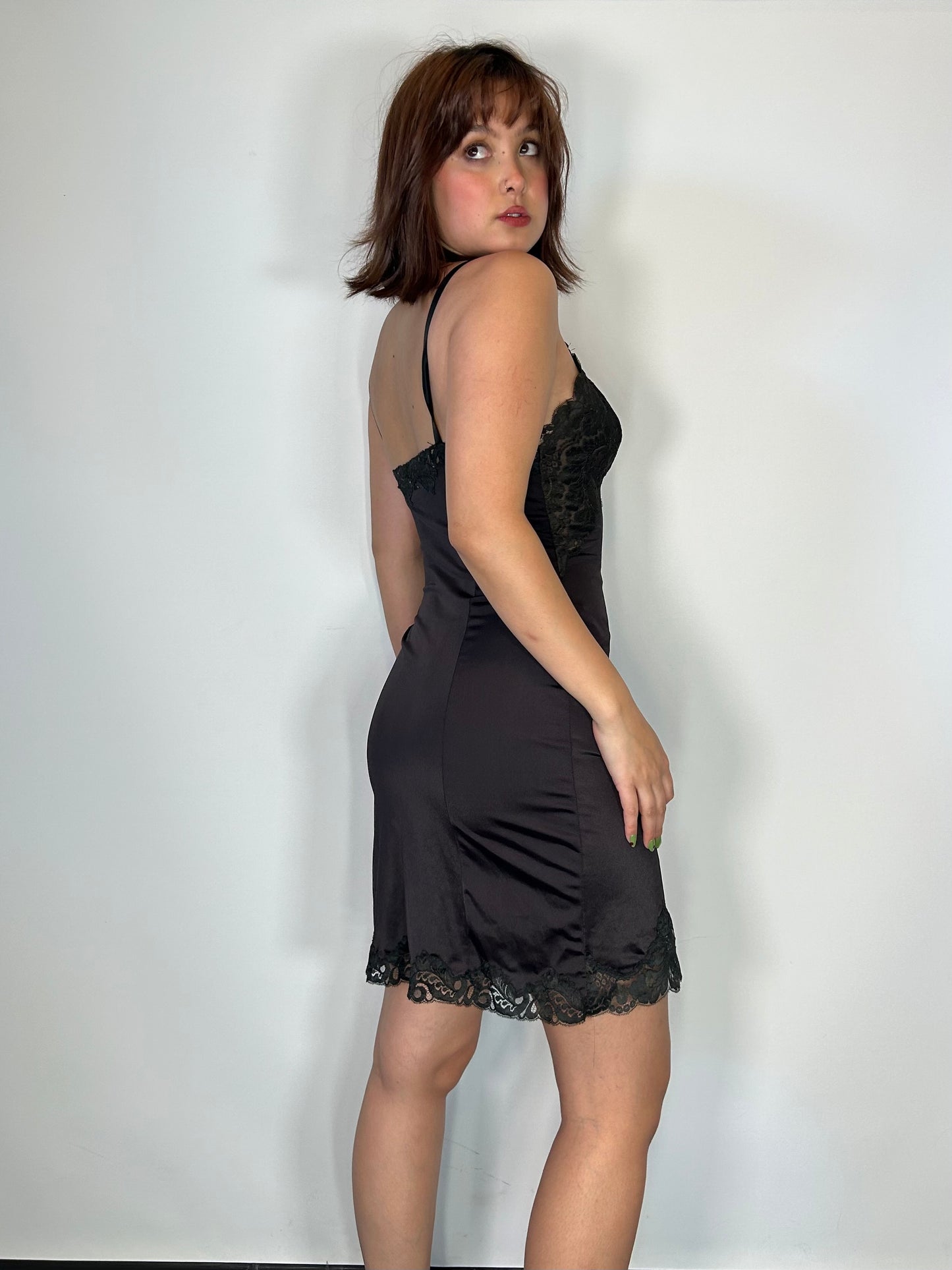 Vintage Black Lacey Slip Dress